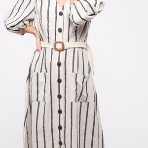 Blu Pepper Belted Striped MIDI-Dress